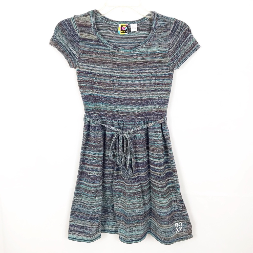 ROXY Sweater Dres-Short Sleeves-Belted-Cotton-Med